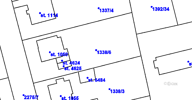 Parcela st. 1338/6 v KÚ Šumperk, Katastrální mapa