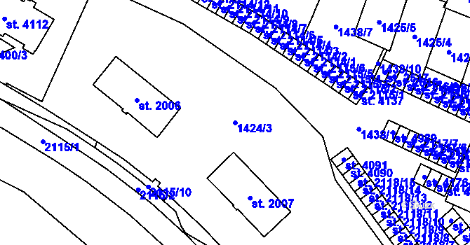 Parcela st. 1424/3 v KÚ Šumperk, Katastrální mapa