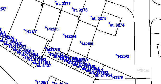 Parcela st. 1425/3 v KÚ Šumperk, Katastrální mapa