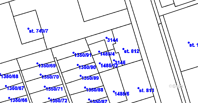 Parcela st. 1485/4 v KÚ Šumperk, Katastrální mapa