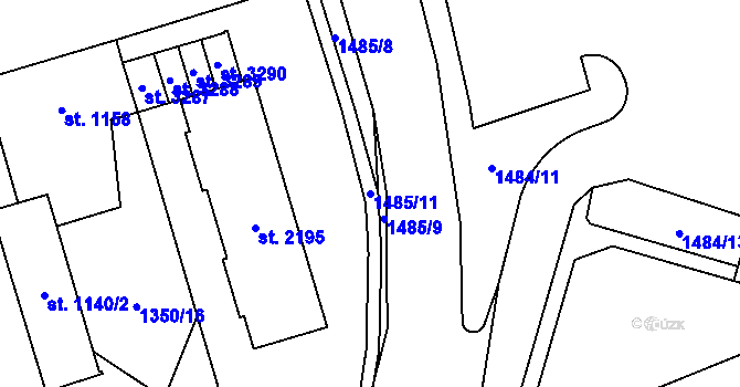 Parcela st. 1485/11 v KÚ Šumperk, Katastrální mapa