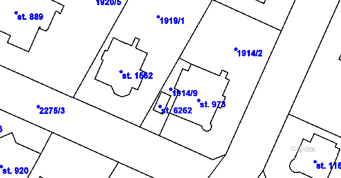 Parcela st. 1914/9 v KÚ Šumperk, Katastrální mapa