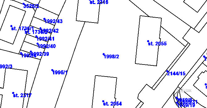 Parcela st. 1998/2 v KÚ Šumperk, Katastrální mapa