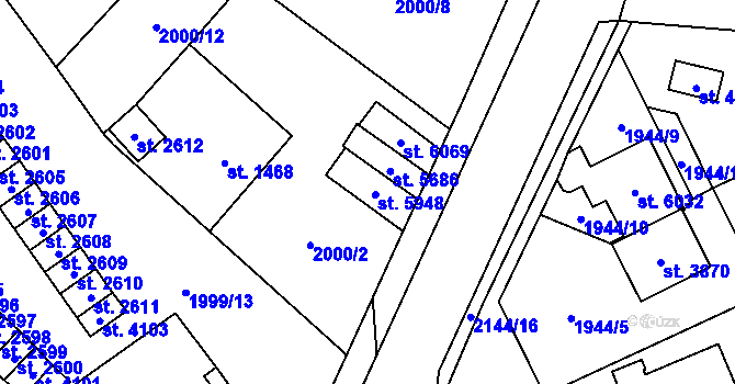 Parcela st. 2000/10 v KÚ Šumperk, Katastrální mapa