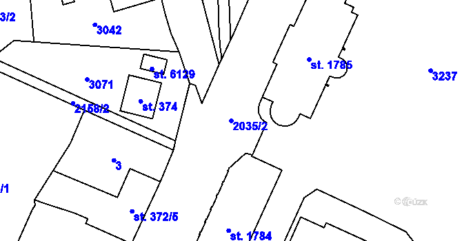 Parcela st. 2035/2 v KÚ Šumperk, Katastrální mapa