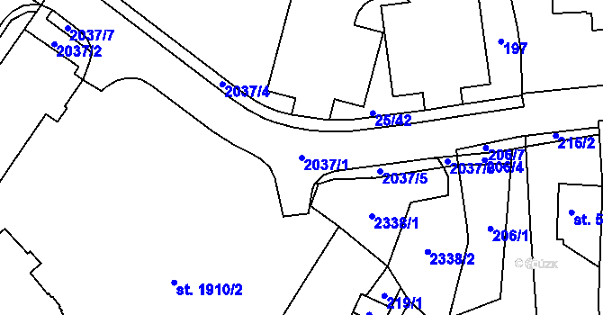 Parcela st. 2037/1 v KÚ Šumperk, Katastrální mapa