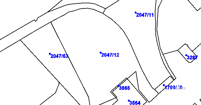 Parcela st. 2047/12 v KÚ Šumperk, Katastrální mapa
