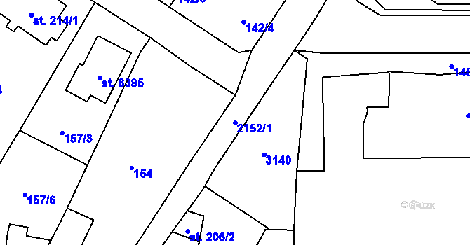 Parcela st. 2152/1 v KÚ Šumperk, Katastrální mapa