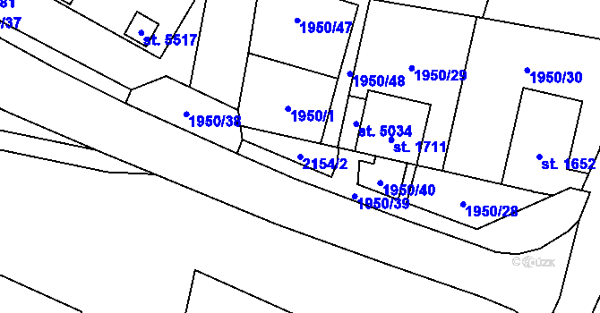 Parcela st. 2154/2 v KÚ Šumperk, Katastrální mapa