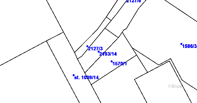 Parcela st. 2193/14 v KÚ Šumperk, Katastrální mapa