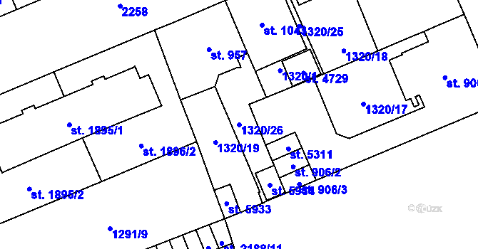 Parcela st. 1320/26 v KÚ Šumperk, Katastrální mapa