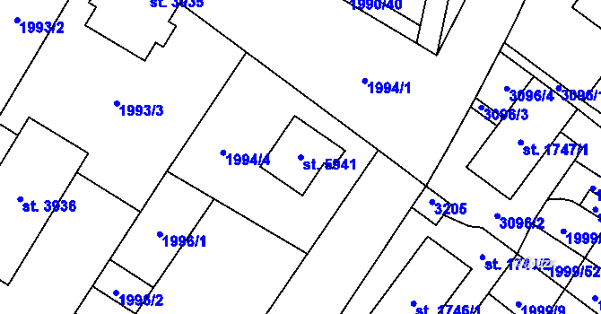 Parcela st. 5941 v KÚ Šumperk, Katastrální mapa