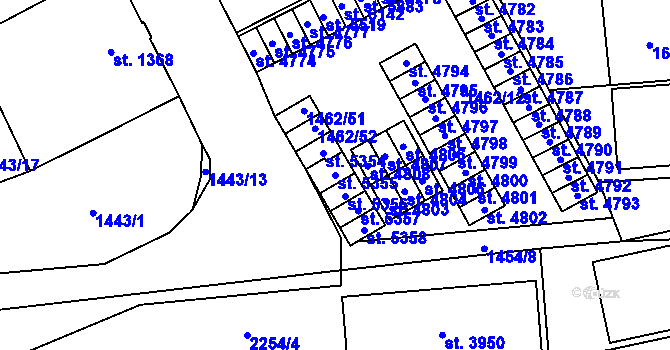 Parcela st. 5355 v KÚ Šumperk, Katastrální mapa