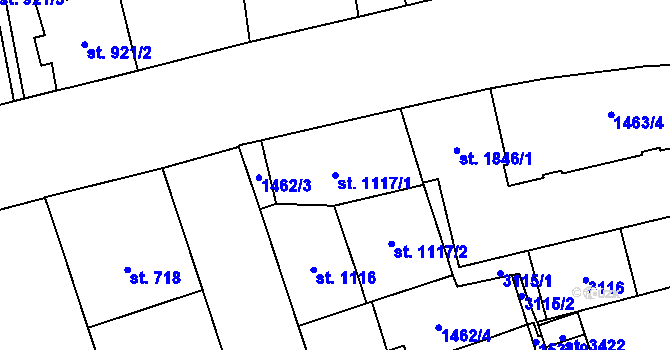Parcela st. 1117/1 v KÚ Šumperk, Katastrální mapa