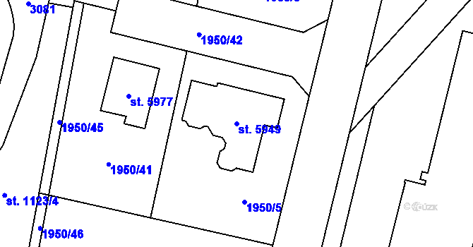 Parcela st. 5949 v KÚ Šumperk, Katastrální mapa