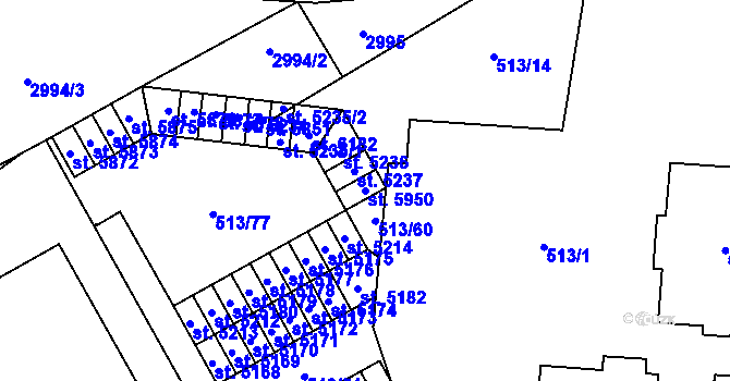 Parcela st. 5950 v KÚ Šumperk, Katastrální mapa