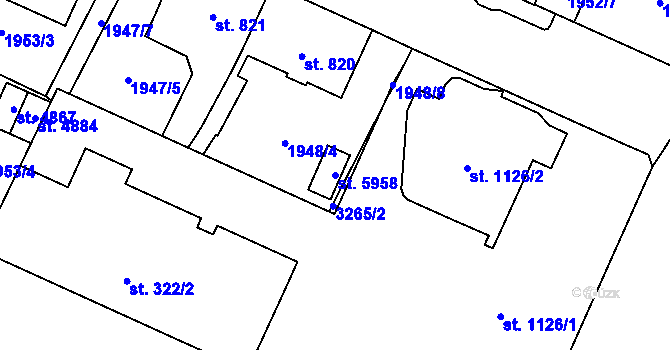 Parcela st. 5958 v KÚ Šumperk, Katastrální mapa