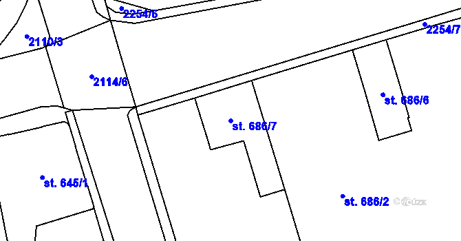 Parcela st. 686/7 v KÚ Šumperk, Katastrální mapa