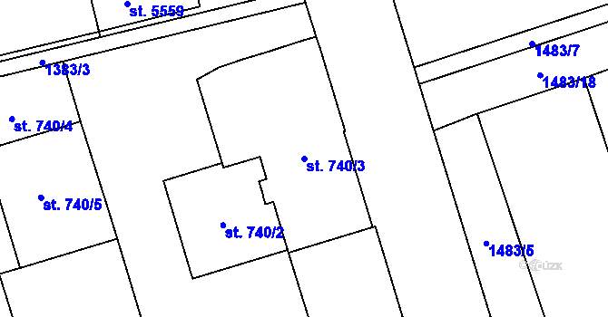 Parcela st. 740/3 v KÚ Šumperk, Katastrální mapa