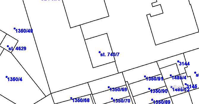 Parcela st. 740/7 v KÚ Šumperk, Katastrální mapa