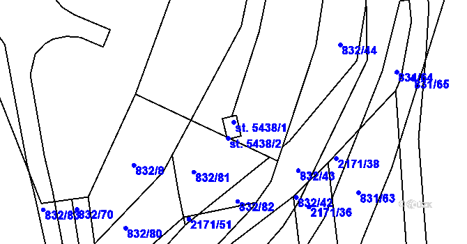 Parcela st. 5438/1 v KÚ Šumperk, Katastrální mapa