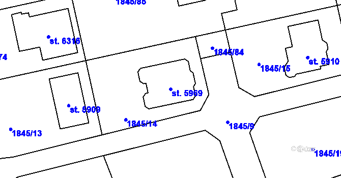 Parcela st. 5969 v KÚ Šumperk, Katastrální mapa