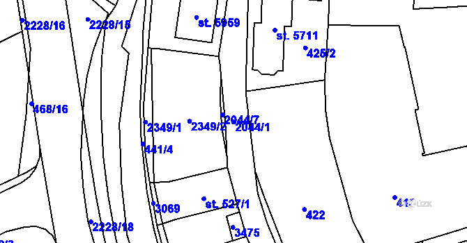 Parcela st. 2044/1 v KÚ Šumperk, Katastrální mapa
