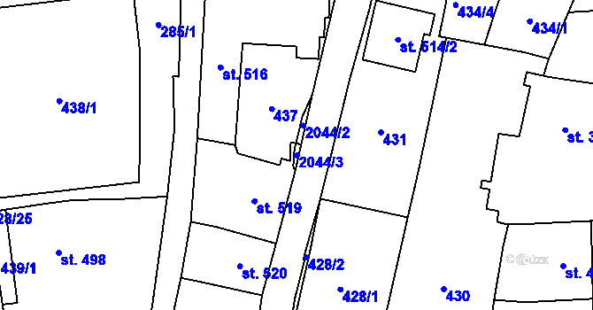 Parcela st. 2044/3 v KÚ Šumperk, Katastrální mapa
