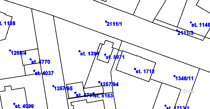 Parcela st. 5971 v KÚ Šumperk, Katastrální mapa