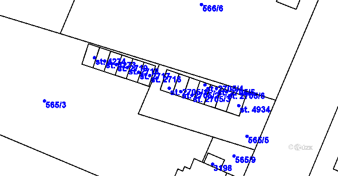 Parcela st. 2705/1 v KÚ Šumperk, Katastrální mapa
