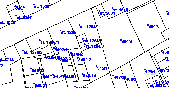 Parcela st. 1284/3 v KÚ Šumperk, Katastrální mapa