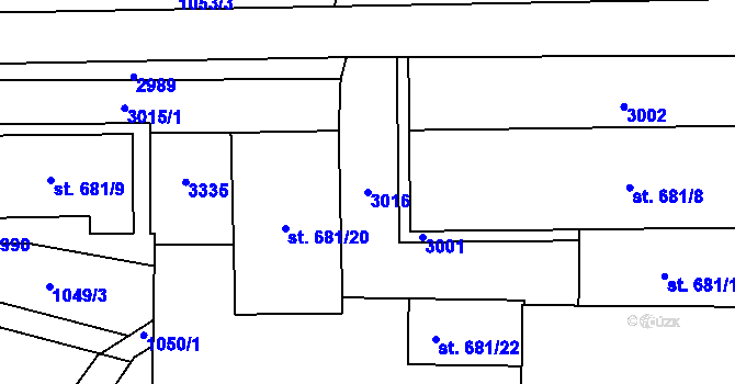 Parcela st. 3016 v KÚ Šumperk, Katastrální mapa