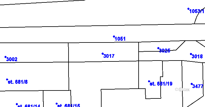 Parcela st. 3017 v KÚ Šumperk, Katastrální mapa