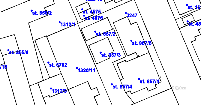 Parcela st. 857/3 v KÚ Šumperk, Katastrální mapa