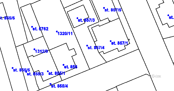 Parcela st. 857/4 v KÚ Šumperk, Katastrální mapa