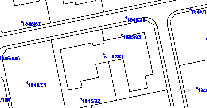 Parcela st. 6283 v KÚ Šumperk, Katastrální mapa