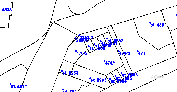 Parcela st. 5989 v KÚ Šumperk, Katastrální mapa