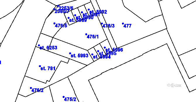 Parcela st. 5995 v KÚ Šumperk, Katastrální mapa