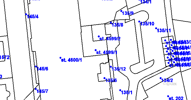 Parcela st. 4599/1 v KÚ Šumperk, Katastrální mapa