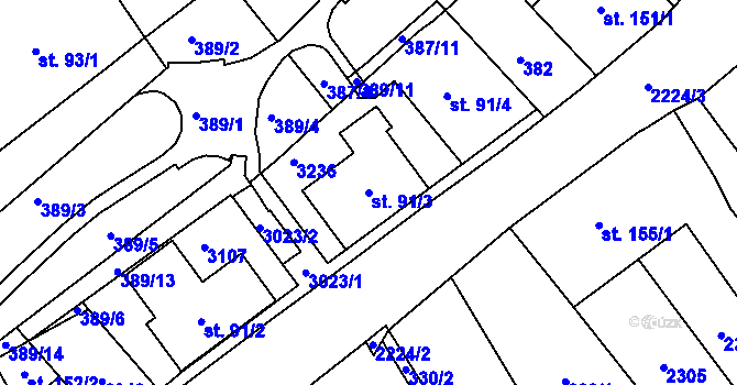 Parcela st. 91/3 v KÚ Šumperk, Katastrální mapa