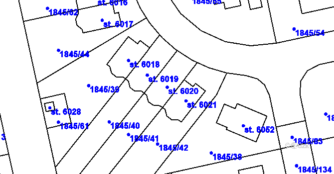 Parcela st. 6020 v KÚ Šumperk, Katastrální mapa