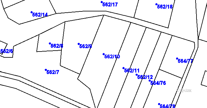 Parcela st. 562/10 v KÚ Šumperk, Katastrální mapa