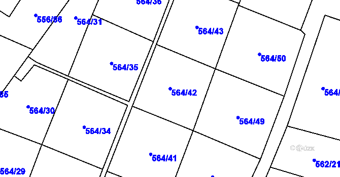 Parcela st. 564/42 v KÚ Šumperk, Katastrální mapa