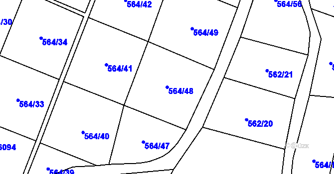 Parcela st. 564/48 v KÚ Šumperk, Katastrální mapa