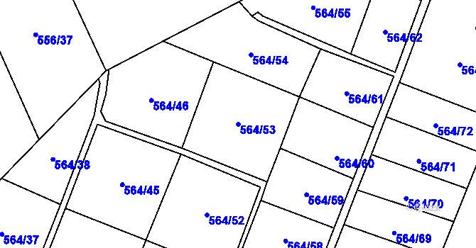 Parcela st. 564/53 v KÚ Šumperk, Katastrální mapa