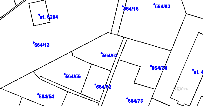 Parcela st. 564/63 v KÚ Šumperk, Katastrální mapa