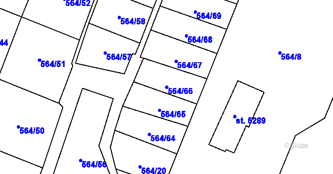 Parcela st. 564/66 v KÚ Šumperk, Katastrální mapa