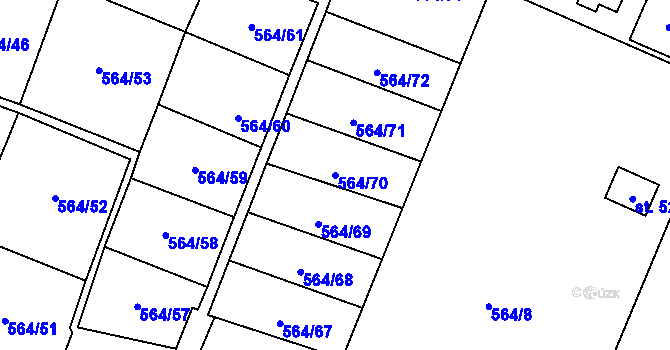 Parcela st. 564/70 v KÚ Šumperk, Katastrální mapa