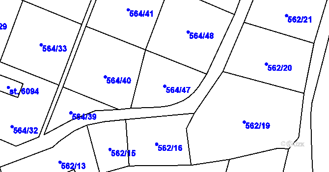 Parcela st. 564/47 v KÚ Šumperk, Katastrální mapa