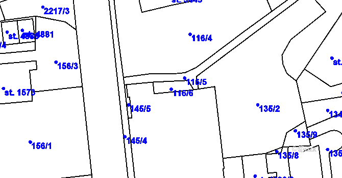 Parcela st. 116/6 v KÚ Šumperk, Katastrální mapa